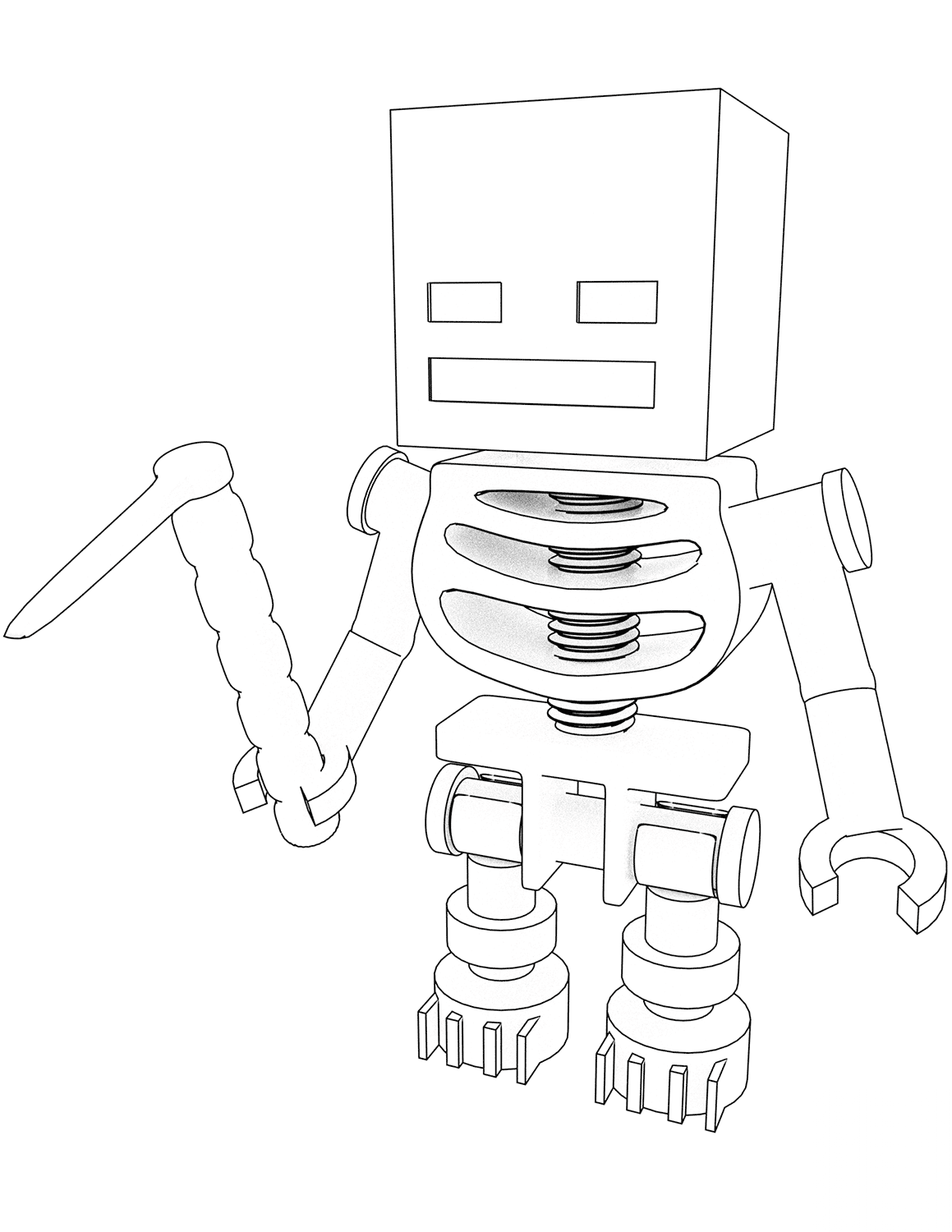 Minecraft Skeleton with Hoe