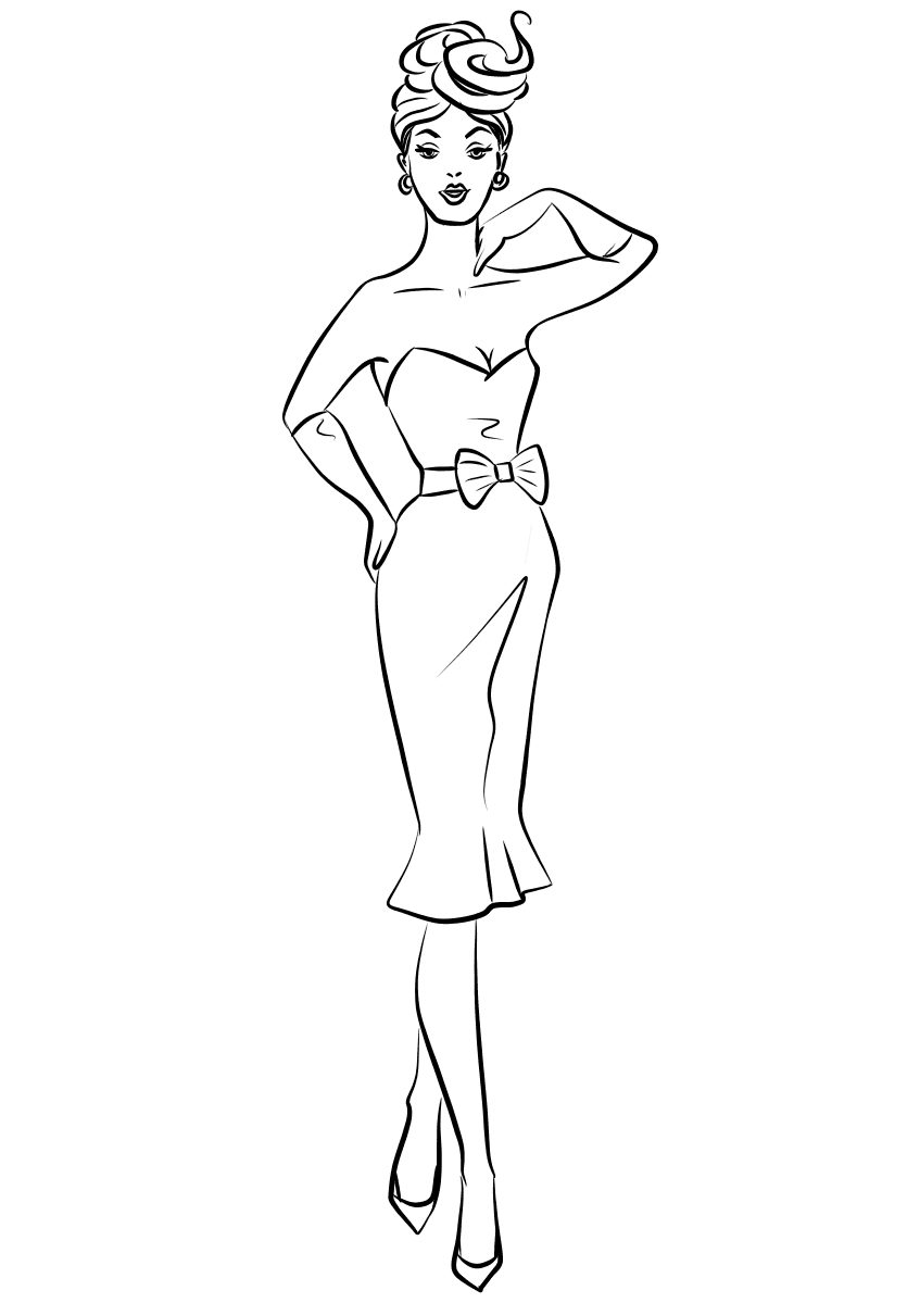 1950's Woman Wearing Cocktail Dress