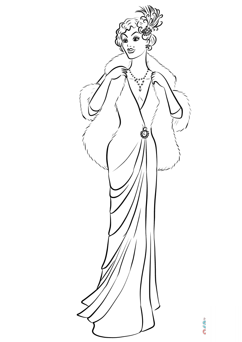 1930's Woman Wearing Long Dress and...