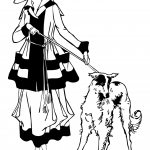 1920s Style Woman Walking Dog