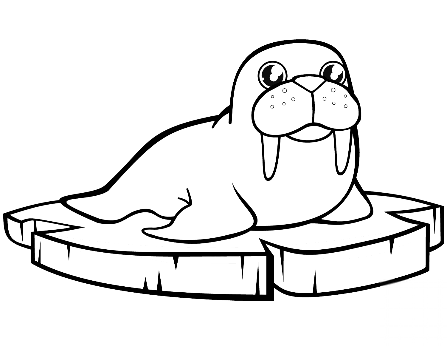 Cartoon Walrus on the Ice Floe