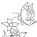 Cute Butterfly Boy Flies over Flowers