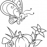 Cute Butterfly Boy Flies over Pumpkin