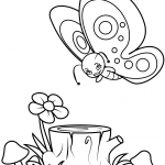 Cute Butterfly Flies over the Stump
