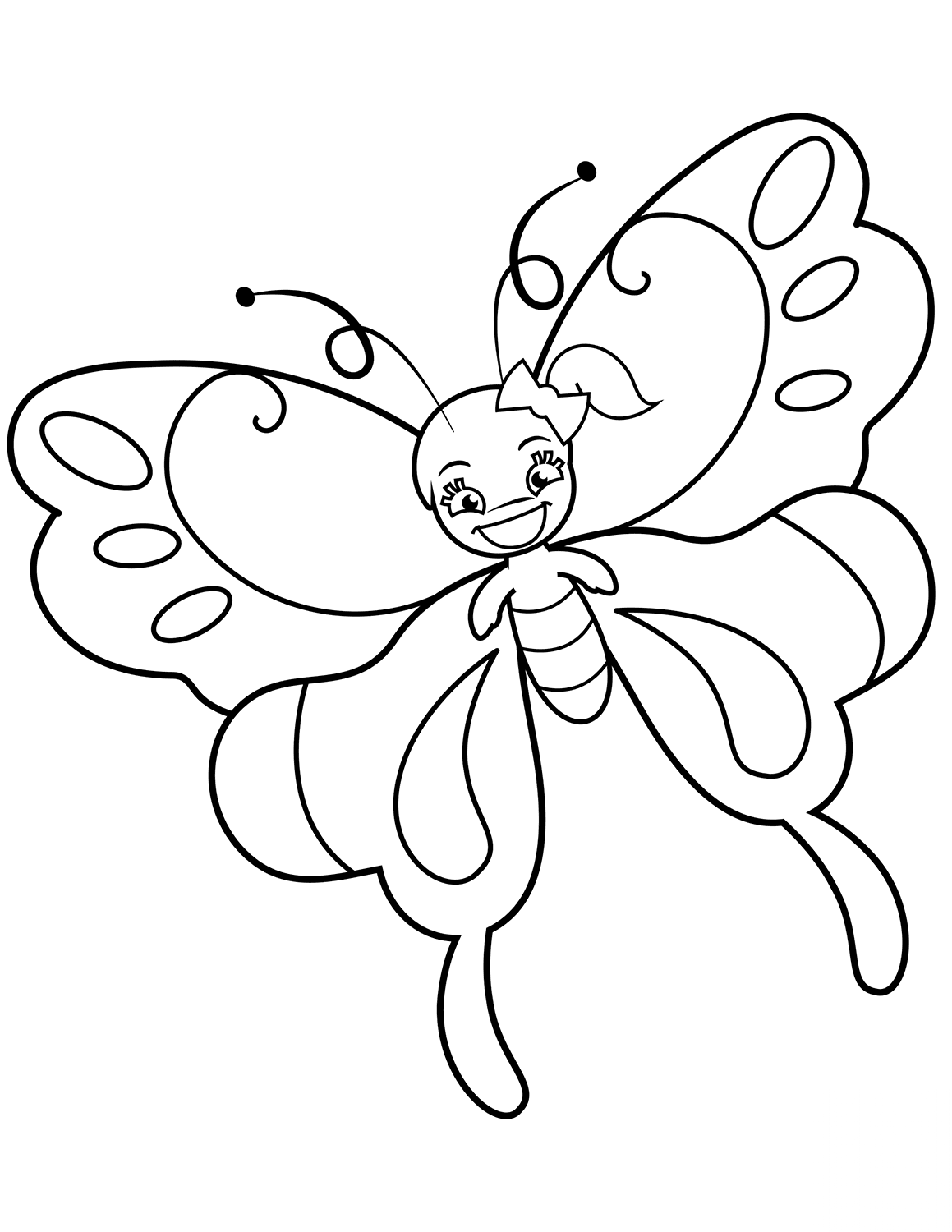 Cute Butterfly Girl with Ponytail