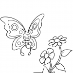 Cute Butterfly Boy and Two Big Flowers