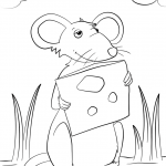 Cartoon Mouse Holding Cheese