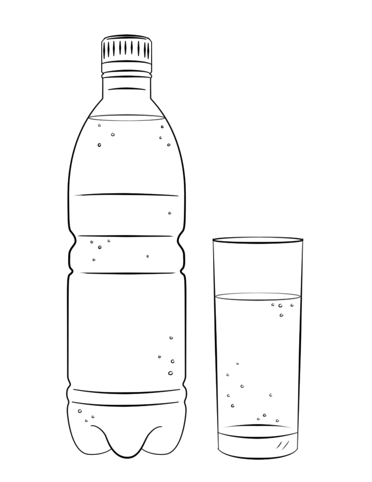 Water Bottle and Glass