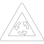 "Roundabout Ahead" Sign in the...