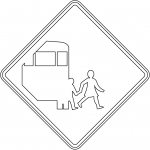 "Watch for School Buses" Sign in...