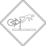 "Cyclists Take Care on Rail Tracks"...