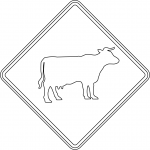 "Watch for large animals (cattle)"...