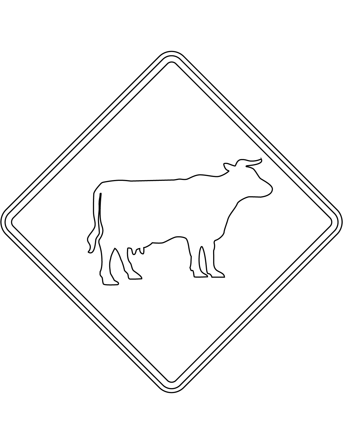 "Watch for large animals (cattle)"...