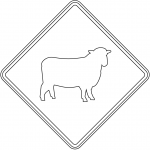 "Watch for large animals (sheep)"...