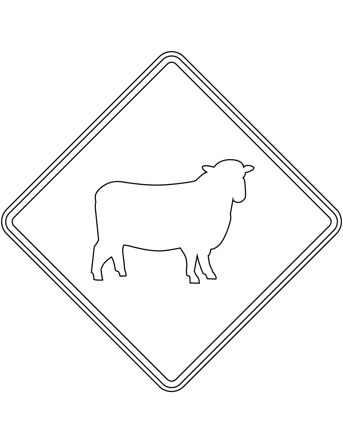 "Watch for large animals (sheep)"...