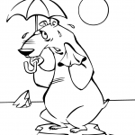 Niedźwiedź polarny na krze z parasolką