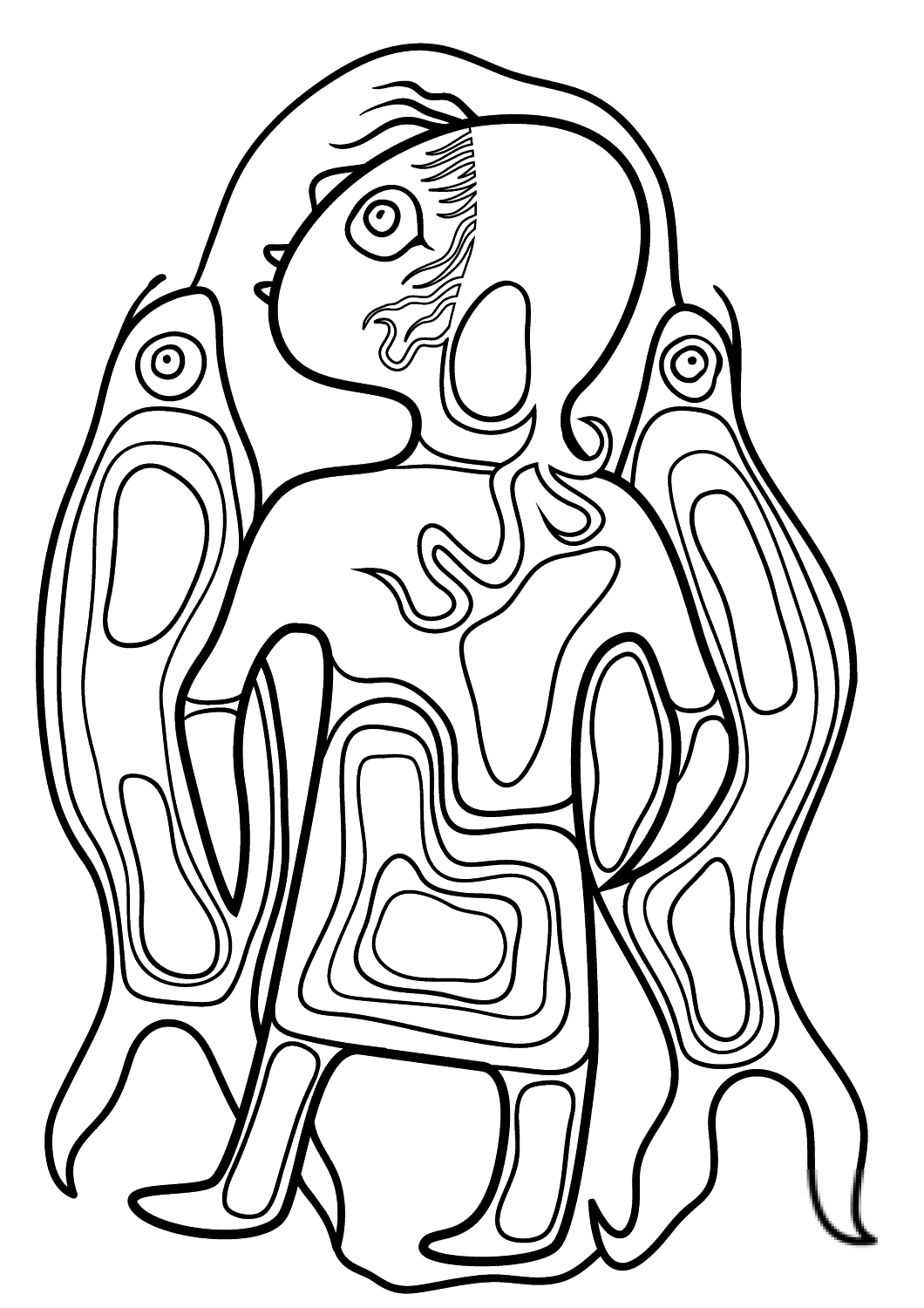 Boy with Fish by Norval Morrisseau