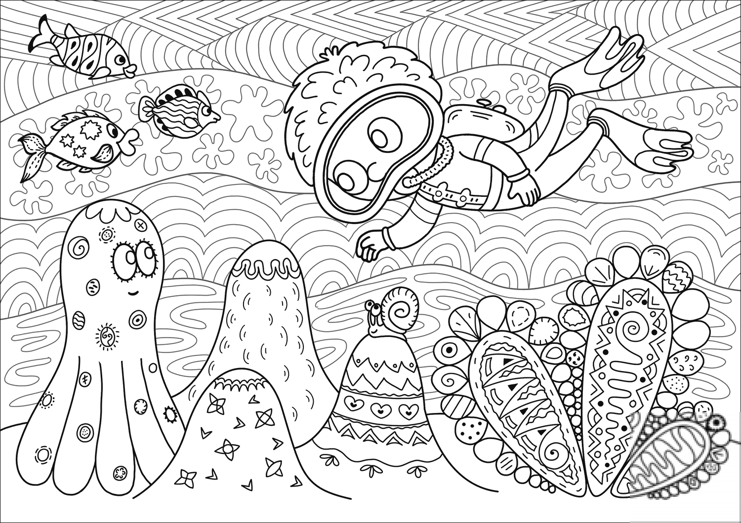 Diver Observing Coral Reef