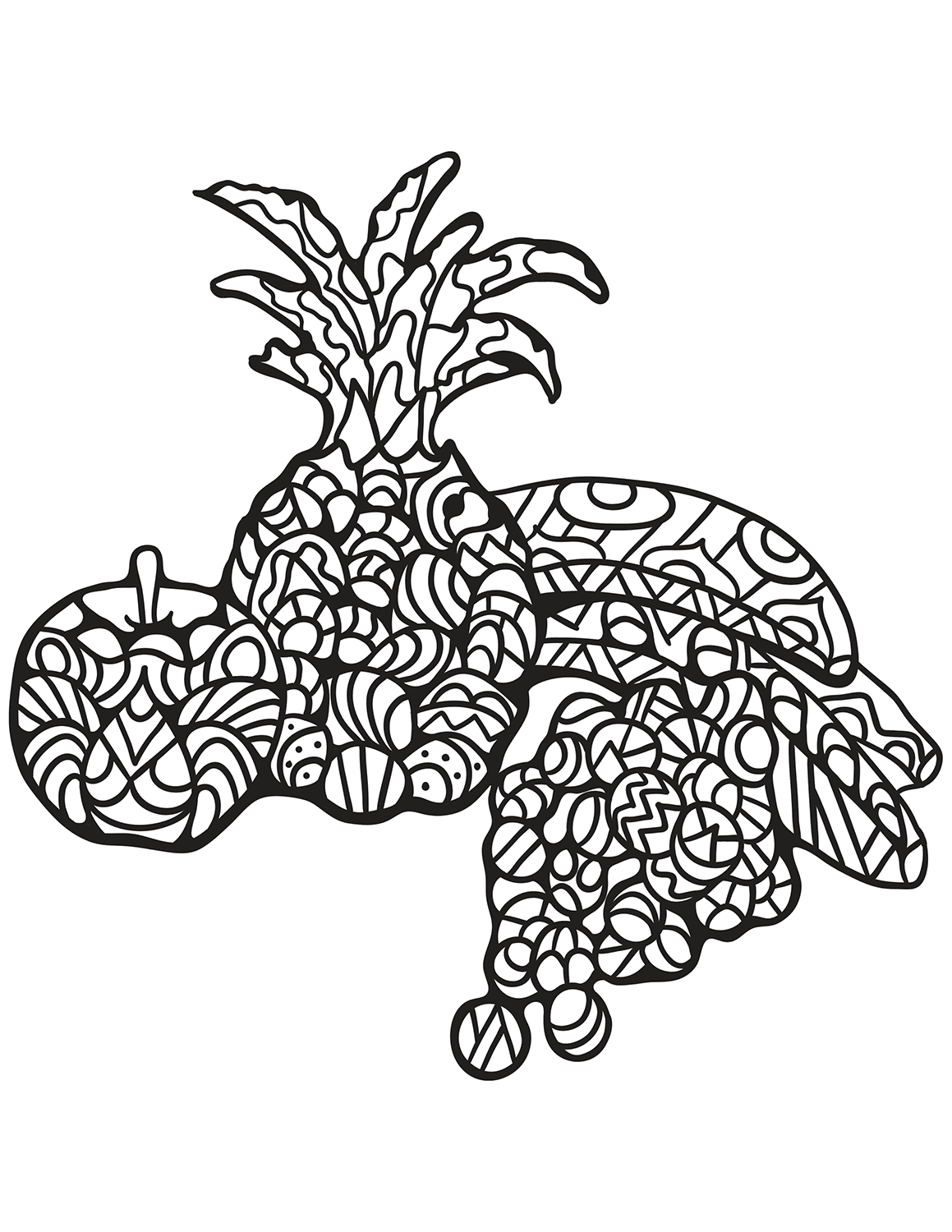 Zentangle Apple, Pineapple, Bananas...