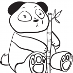Cute Panda Holding a Bamboo Branch