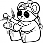 Cute Panda with a Bamboo Lantern