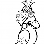 Cute Parrot with Fruit on Its Head