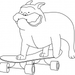 Funny Bulldog on Skateboard