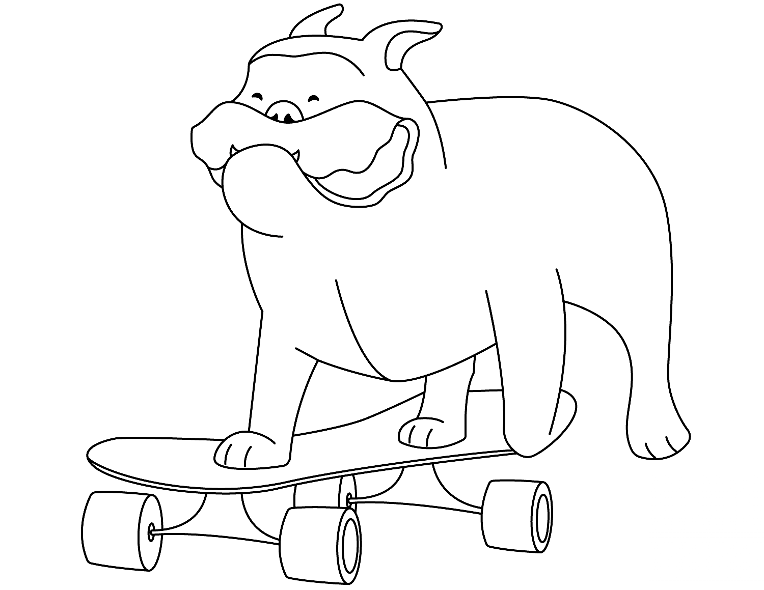 Funny Bulldog on Skateboard