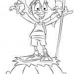 Girl Hiker on a Top of a Mountain