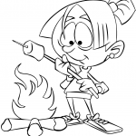 Girl Roasting Marshmallow over Camp...