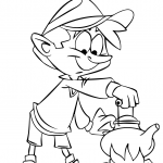 Boy Warming Water on Camp Fire