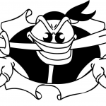 Krab pirat z mieczem w buzi