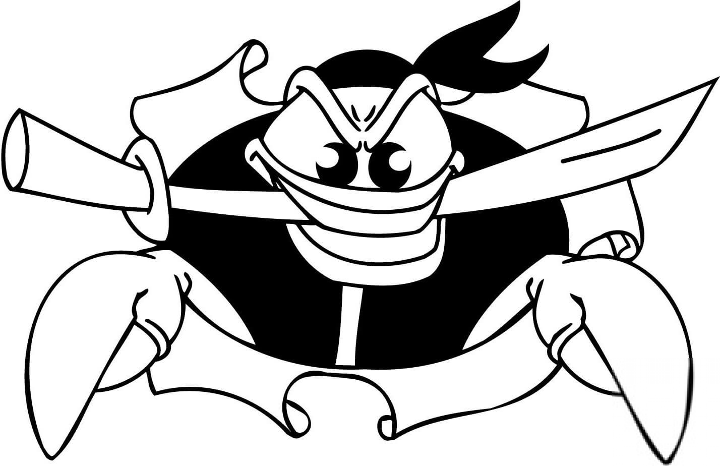 Krab pirat z mieczem w buzi