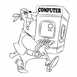 Pirat niosący komputer