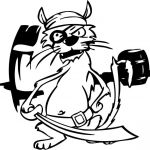 Zły kot pirat z mieczem