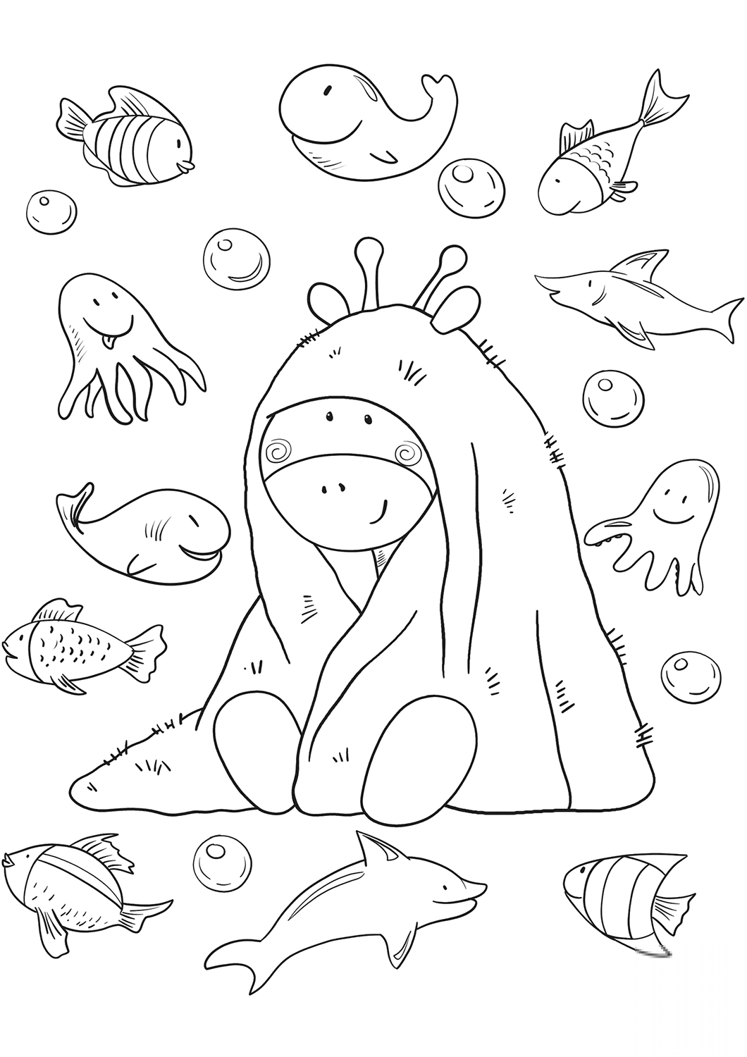 Baby Giraffe with a Towel