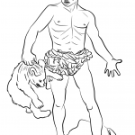 Primitive Man Lifting a Protesting...