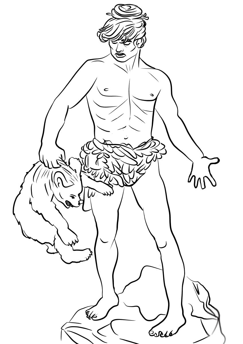 Primitive Man Lifting a Protesting...