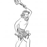 Caveman with Axe and Torch