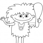 Cartoon Prehistory Man with Club