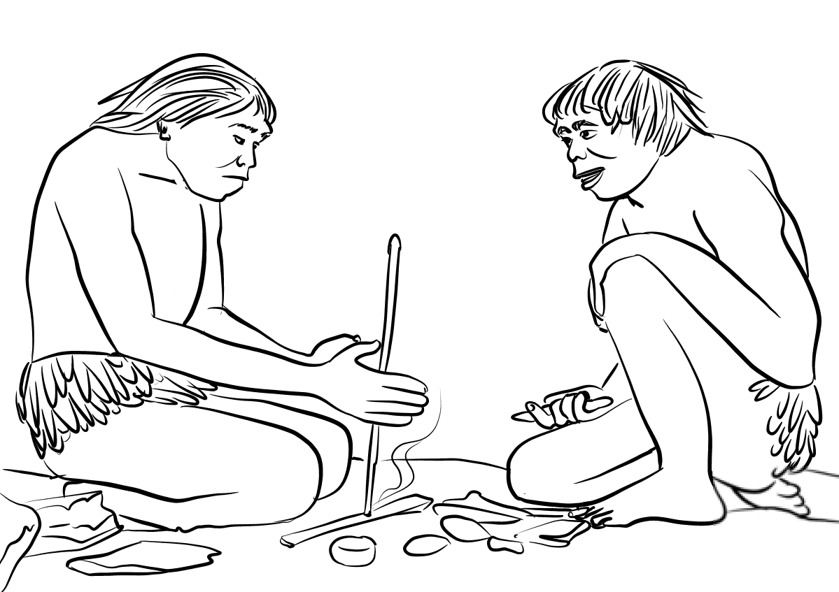 Neanderthals Starting a Fire