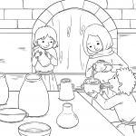 The Widow and Her Sons Pour Oil...