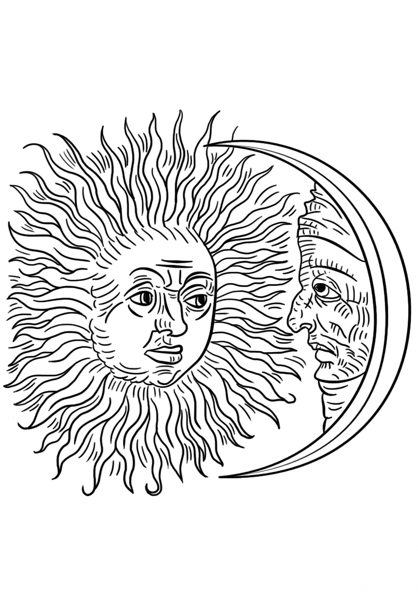 Vintage Sun and Moon