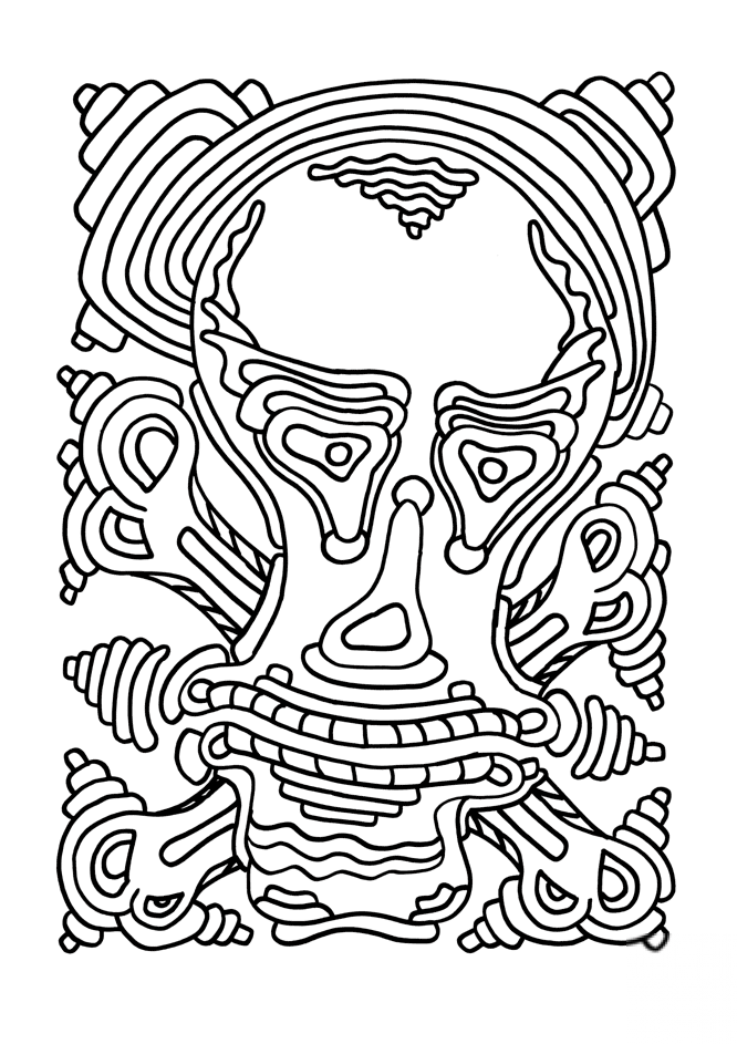 Psychedelic Pattern with Skull