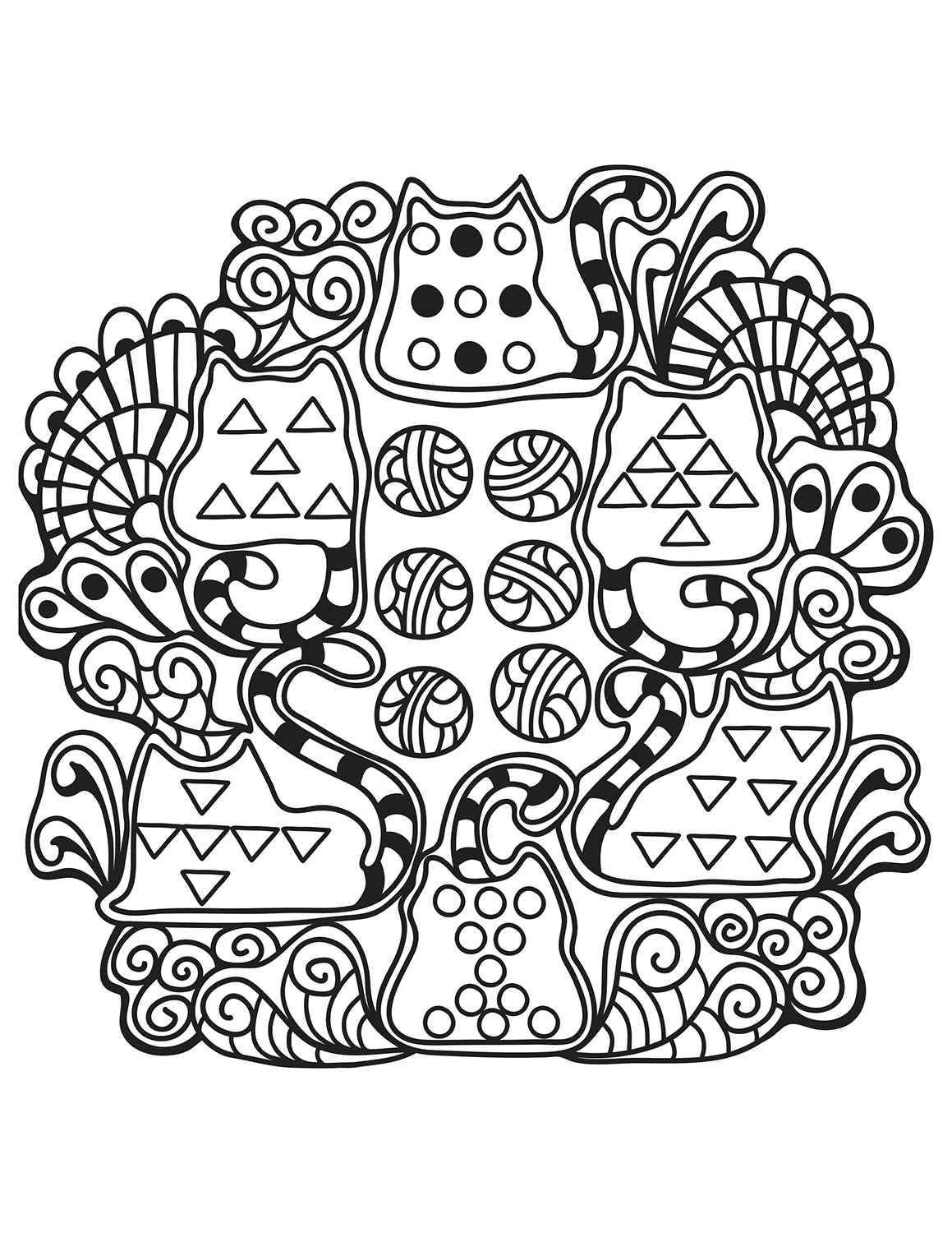 Abstract Cats Zentangle