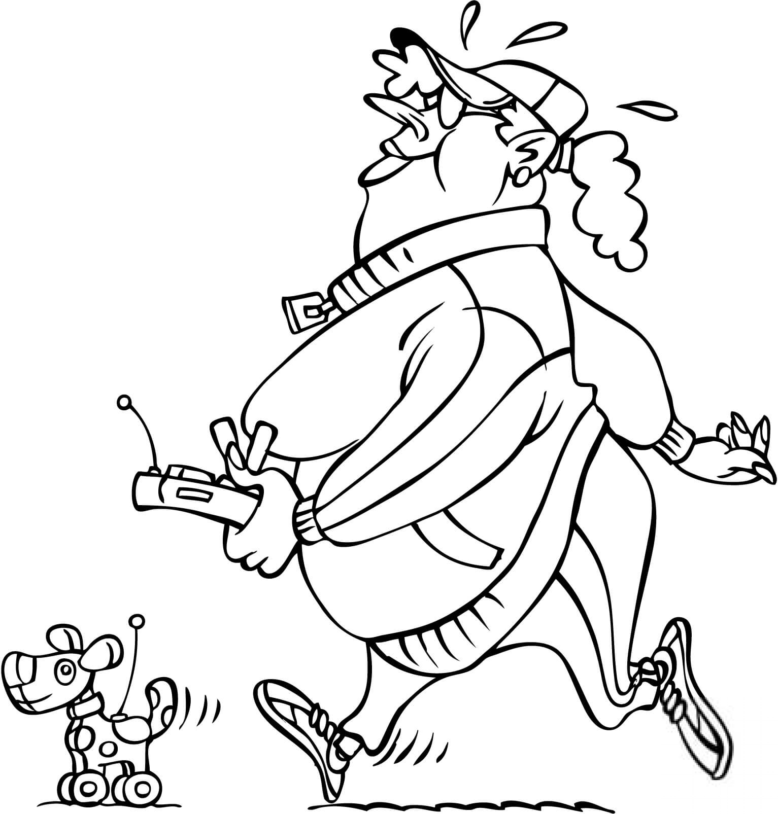 Kobieta idąca z mechanicznym psem