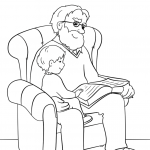 Grandpa Reading Book to His Grandchild