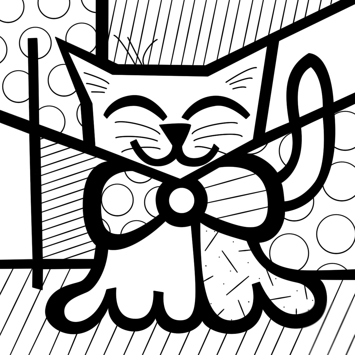 Cute Cat by Romero Britto