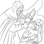 Dame Gothel Cutting Rapunzel's Long...