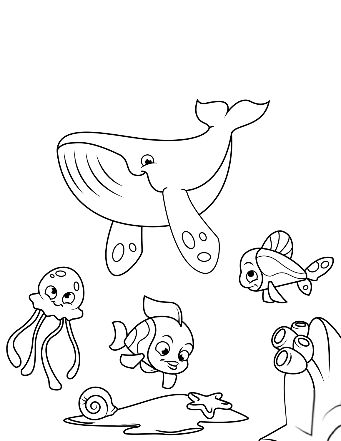 Whale, Jellyfish and Coral Reef Fish